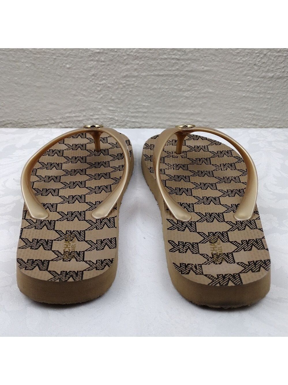 MICHAEL Michael Kors Brown Gold PVC Upper Thong Slip On Flip Flop Shoe - Picture 5 of 15
